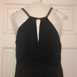 BCBG Black Silk Tiered Halter Gown